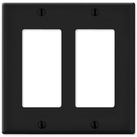 EZGENERATION LV80409x-LV80409E Decora Wallplate, 2 Gang, Black EZ1568173